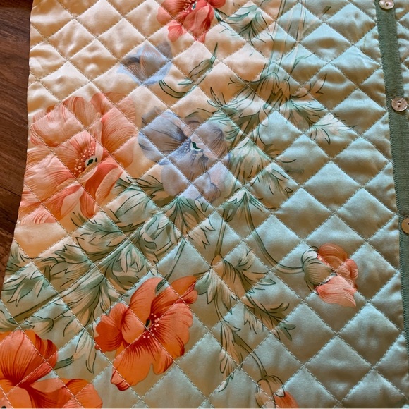 BALLA VALENTINA 38 4/6 Quilted Silk Charmeuse Floral Wool Silk Cardigan Sweater - Picture 8 of 10